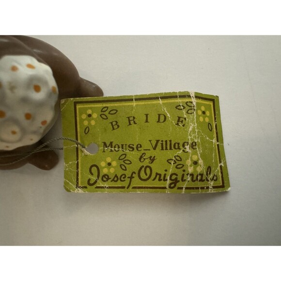 Vintage Josef Originals Mouse Lot of 5 Figurines Ceramic Phone Bride Vest Bonnet - Picture 4 of 11